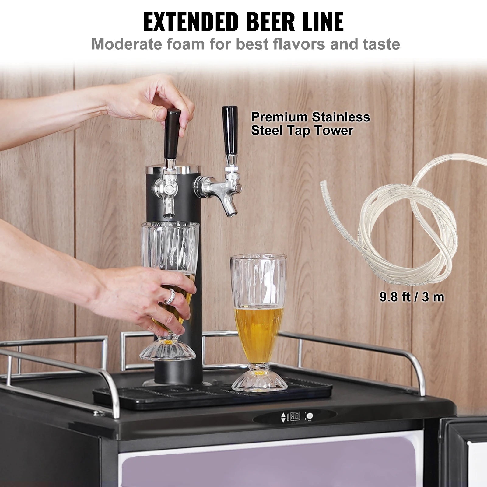 VEVOR 163L Electric Beer Kegerator Beer Cooling Portable Draft Beer Dispenser Pressurized Equipment Dual Tap for Commercial Home - Premium  from Lizard Vigilante - Just $1019.99! Shop now at Lizard Vigilante