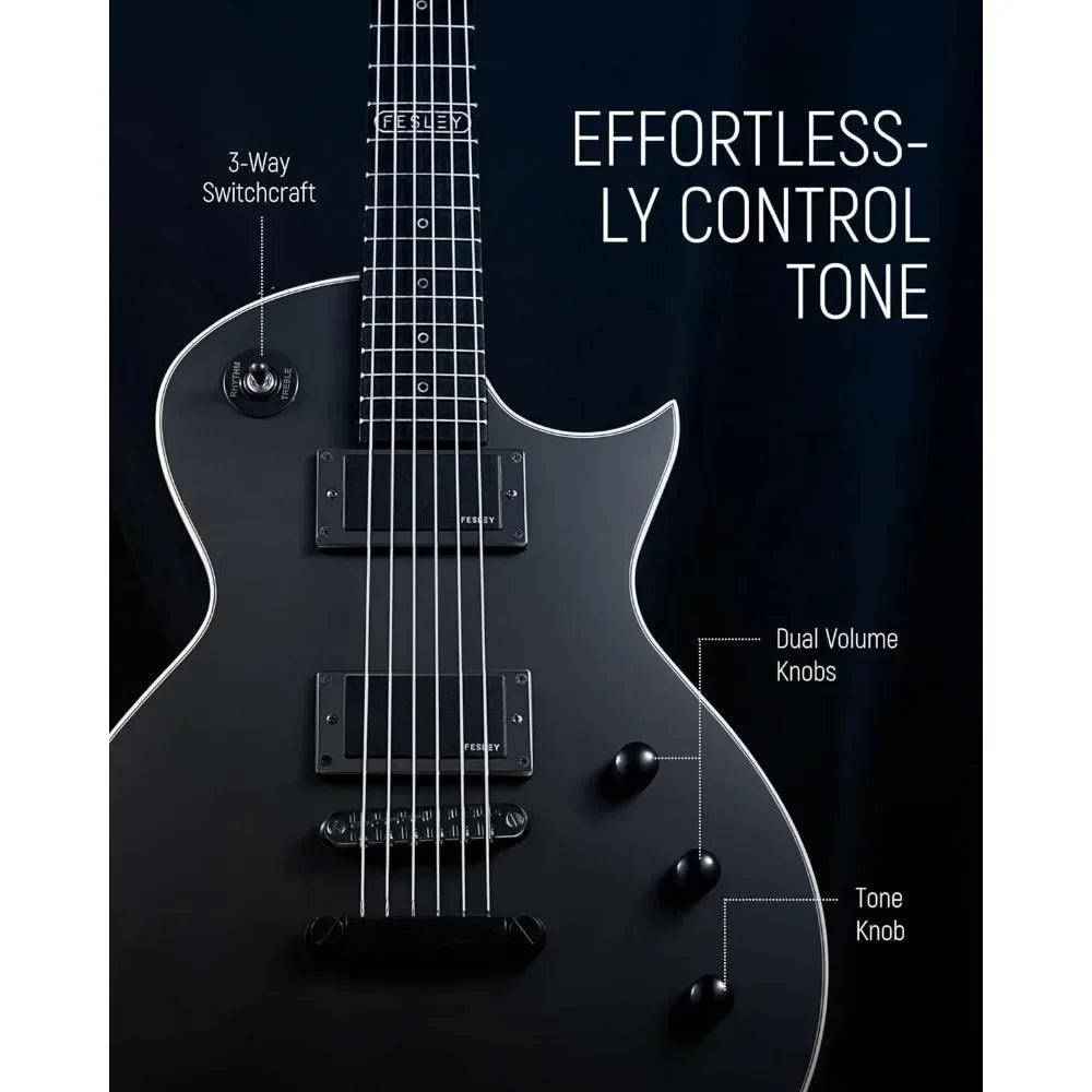 39" LP Electric Guitar Kit, Poplar Body, Mahogany Neck, 22 Frets, 6 String Guitar with Gig Bag, Cable, FLP350, Matte, Black - Premium Electric Guitar from Lizard Vigilante - Just $249.99! Shop now at Lizard Vigilante