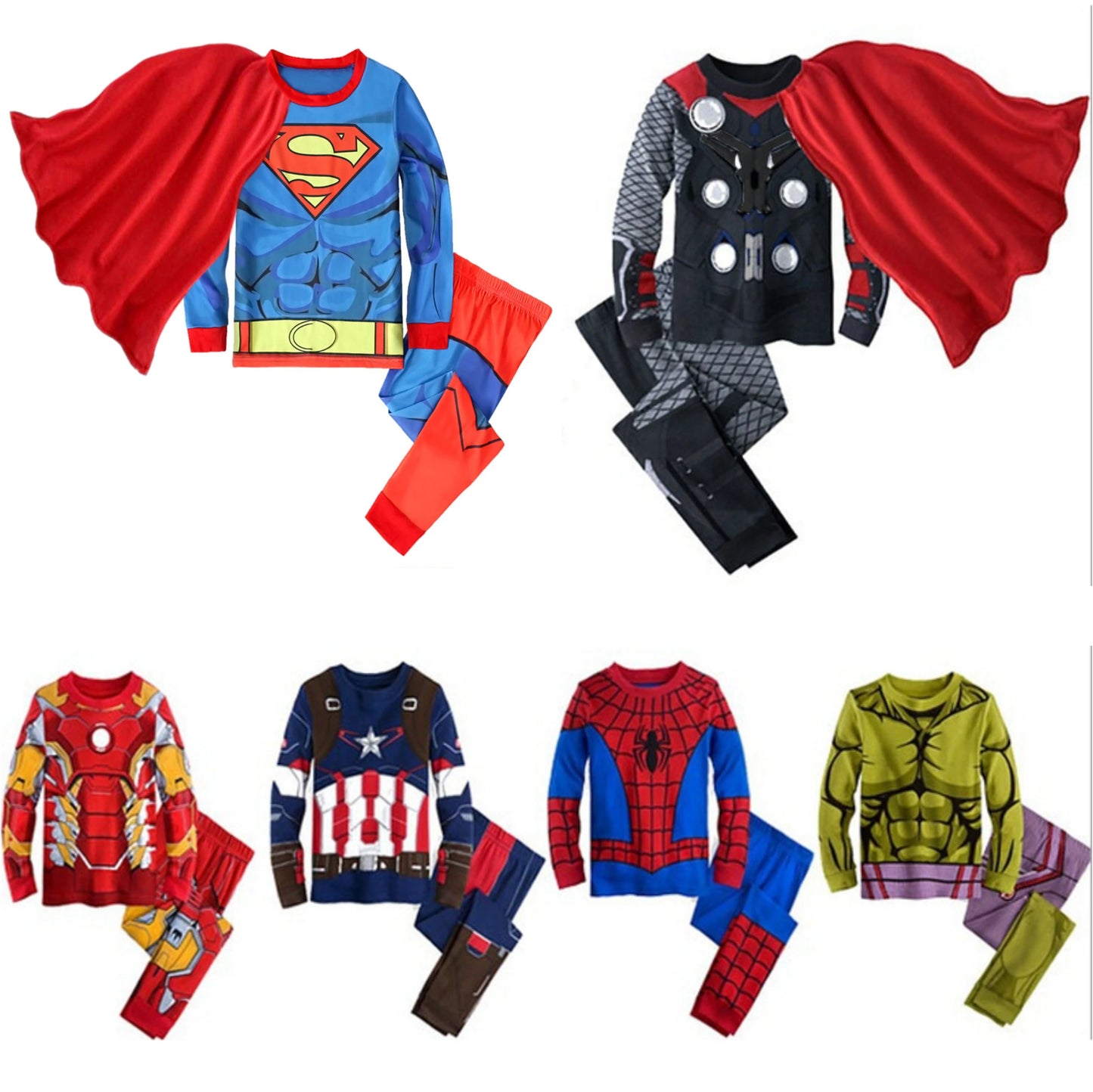 Avengers Superhero Pajama Set — Boys Long Sleeve Spider-Man & Iron Man Nightwear Cosplay Costume