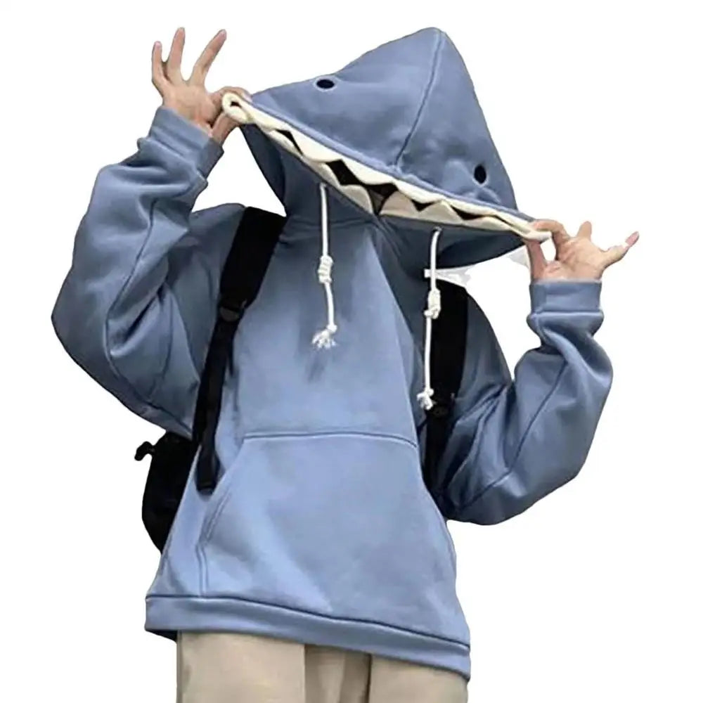 Shark Sweatshirt for Kids and Teens - Blue Hoodies, Long Sleeve Shark Shape Pullover, Fun Animal Cartoon Couple Hoodie - Premium sweatshirt hoodie from Lizard Vigilante - Just $33.88! Shop now at Lizard Vigilante