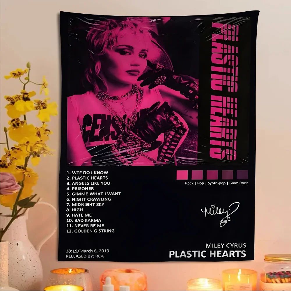 “Plastic Hearts & Power Chords” Miley Cyrus Album Wall Tapestry – Heavy Cotton Print for Rockcore Bedrooms, Hippie Hangouts & Hollywood Havoc - Premium poster from dsers - Just $34.99! Shop now at Lizard Vigilante