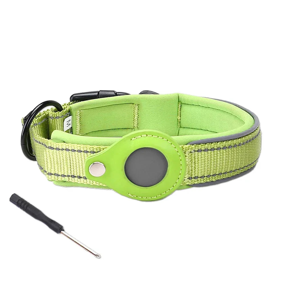 Easy To Use Anti-Lost Dog Collar with Airtag Holder | Reflective, Waterproof, & Adjustable - Perfect for Large Dogs - Premium dog collar from Lizard Vigilante - Just $24.88! Shop now at Lizard Vigilante