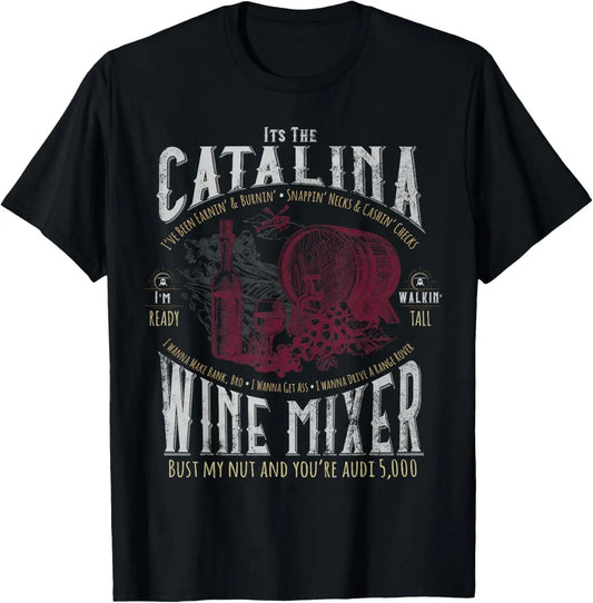 Catalina Wine Mixer Step Brothers - Vintage Hand-Drawn Fun T-Shirt for Women | Graphic Tee with Helicopters, Wine & Laughter - Premium tee from Lizard Vigilante - Just $24.88! Shop now at Lizard Vigilante