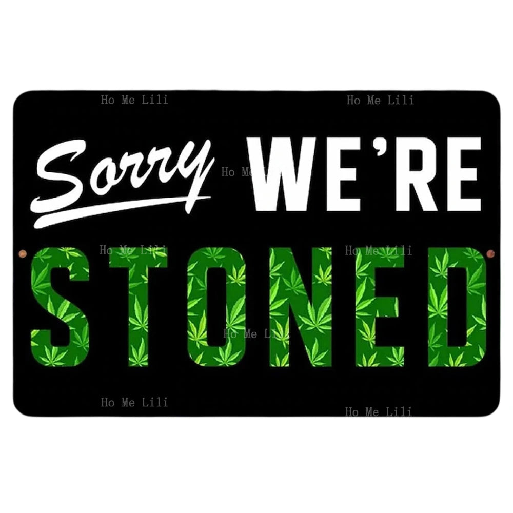 "Sorry We're Stoned" Giraffe Cigar Lounge Metal Sign – Unique Home Decor for Weed Lovers - Premium tin signs from Lizard Vigilante - Just $18.99! Shop now at Lizard Vigilante