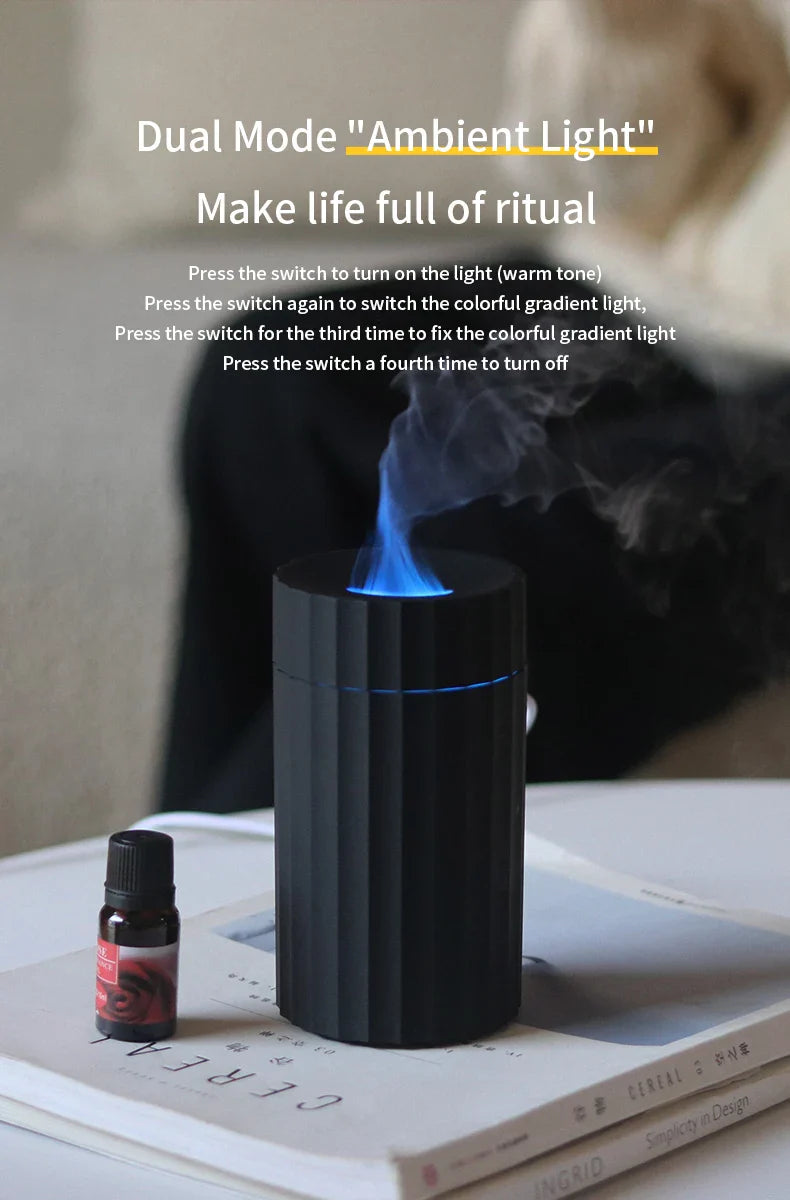 Newest RGB Flame Aroma Diffuser Aromatherapy Essential Oil Difusor USB Portable Air Humidifier Ultrasonic Nebulizer For Home Car