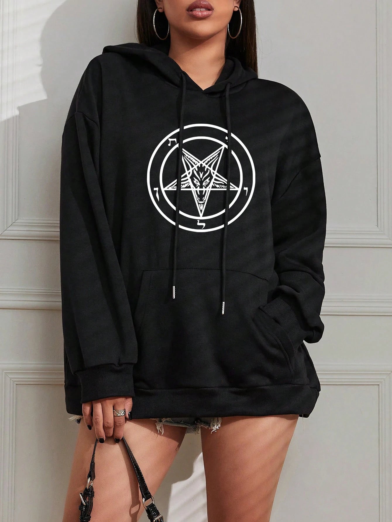 Pentagram Gothic Occult Satan Printed Women Hoodies All-match Street Style Female Pullover Casual Clothing Harajuku Unisex Tops - Premium hoodie from Lizard Vigilante - Just $39.99! Shop now at Lizard Vigilante