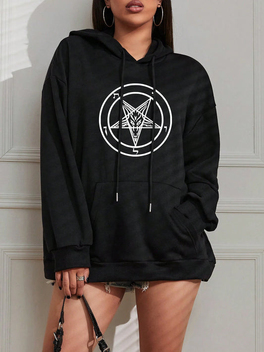 Pentagram Gothic Occult Satan Printed Women Hoodies All-match Street Style Female Pullover Casual Clothing Harajuku Unisex Tops - Premium hoodie from Lizard Vigilante - Just $39.99! Shop now at Lizard Vigilante