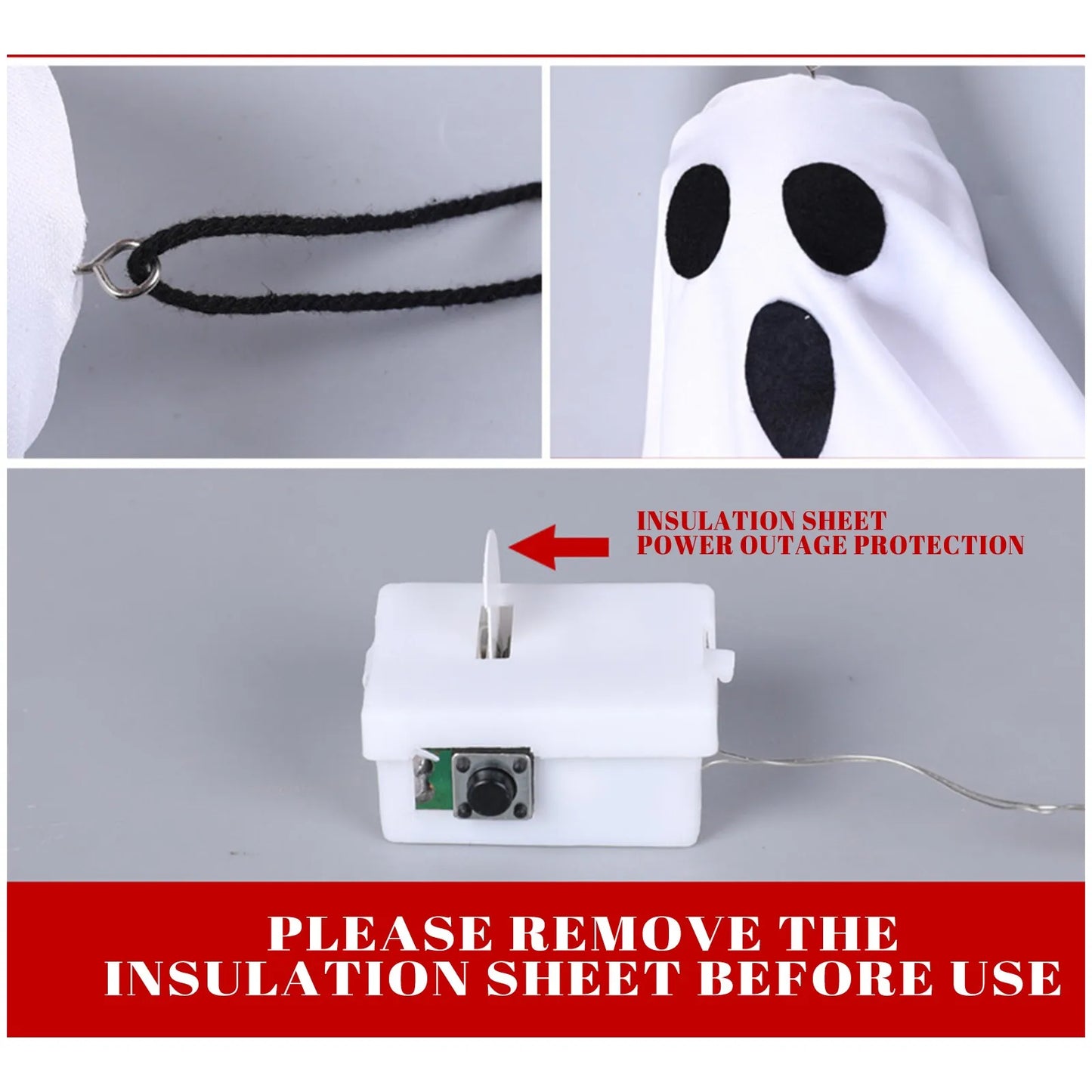 Halloween Ghost Hanging Decorations Halloween Hanging Light Up White Flying Ghosts Tree Window Wall Scary Ornament 50X40cm