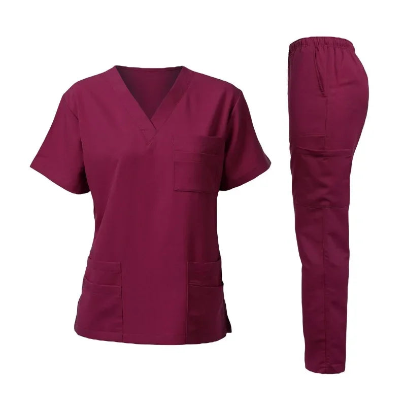 MERTRAW Scrub Uniform Set | Casual Style Medical & Beauty Salon Workwear | Short Sleeve Nurse & Medical Blouses - Premium scrubs from Lizard Vigilante - Just $33.88! Shop now at Lizard Vigilante