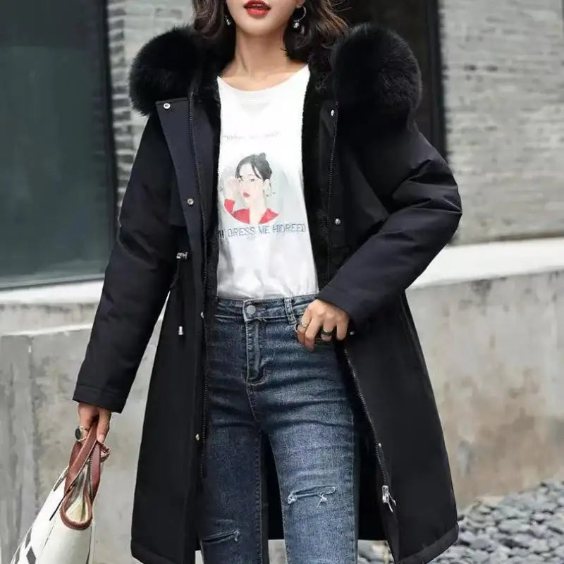 New In Coats & Jackets Women's Winter Padded Jacket Loose Casual Outerwears Fleece Hodded Windbreaker Elegant Office Lady's Coat