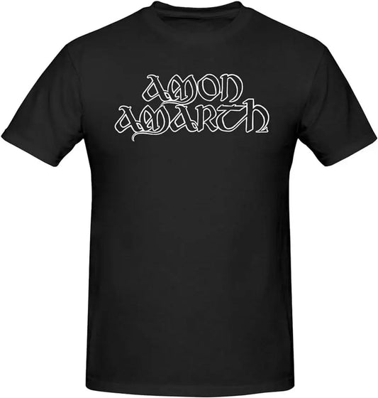 Amon Rock Amarth Metal Band Logo T Shirt Men's Casual Tee Cotton Round Neckline Short Sleeve Tshirt Black - Premium T-Shirt from Lizard Vigilante - Just $23.99! Shop now at Lizard Vigilante