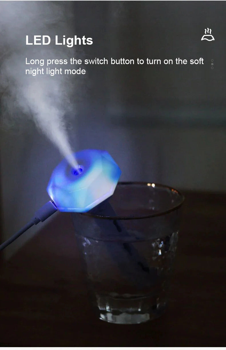 LED Lamp Air Humidifier USB Essential Oil Diffuser Car Purifier Aroma Anion Mist Maker with Romantic Light Portable Humidifier