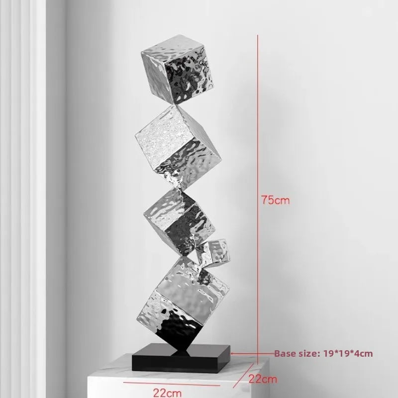 Stainless Steel Geometric Modeling Statues Modern Simple Luxury Living Room Entrance Hall Lobby Creative Sculptures Home Decor