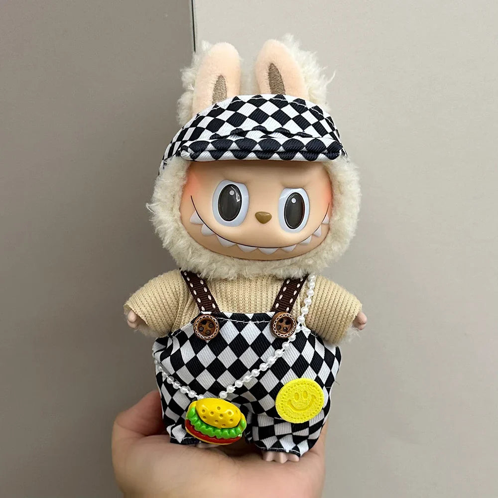 Labubu Fashion Mini Doll Outfit - Stylish Sports Leisure Suit Clothing for 17cm Labubu Idol V1 V2 - Accessory Gift for Collector