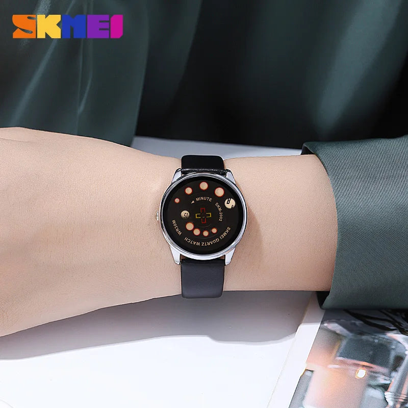 SKMEI Relogio Feminino New Creative Time Display Quartz Women Watches Top Brand Luxury Leather Bracelet Hour Ladies Wristwatch - Premium  from Lizard Vigilante - Just $19.99! Shop now at Lizard Vigilante