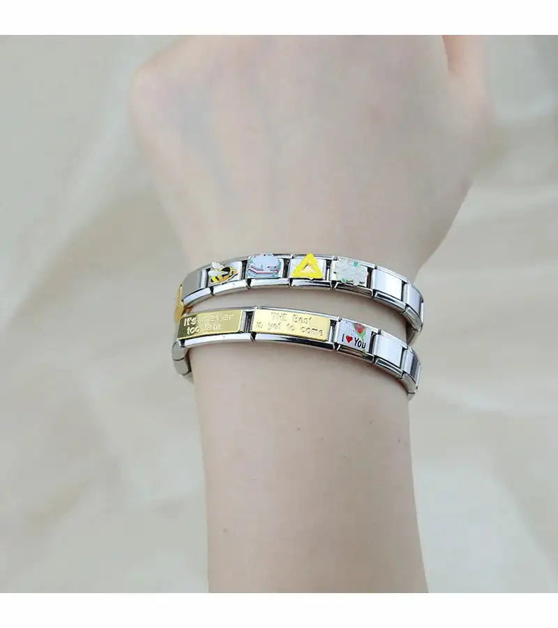 Hapiship 2023 Fashion Charm Italian Links Flower Flower Bee Tent Fit 9mm Bracelet Stainless Steel Making DIY Jewelry DJ661-C