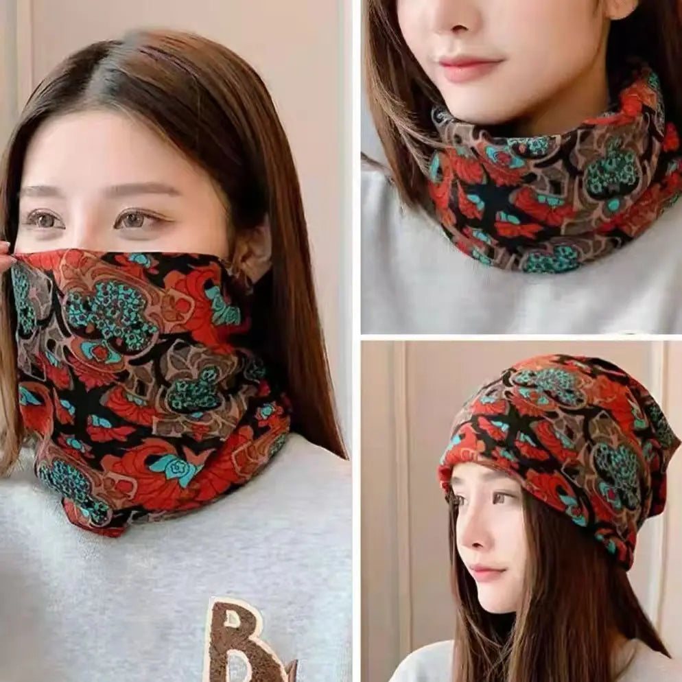 Fashion Double Head Cap Bib Twist Cap Multi-Functional Printed Scarf Cover Cap Neck Cap Face Mask Headscarf Cap C081 - Premium  from Lizard Vigilante - Just $7.99! Shop now at Lizard Vigilante