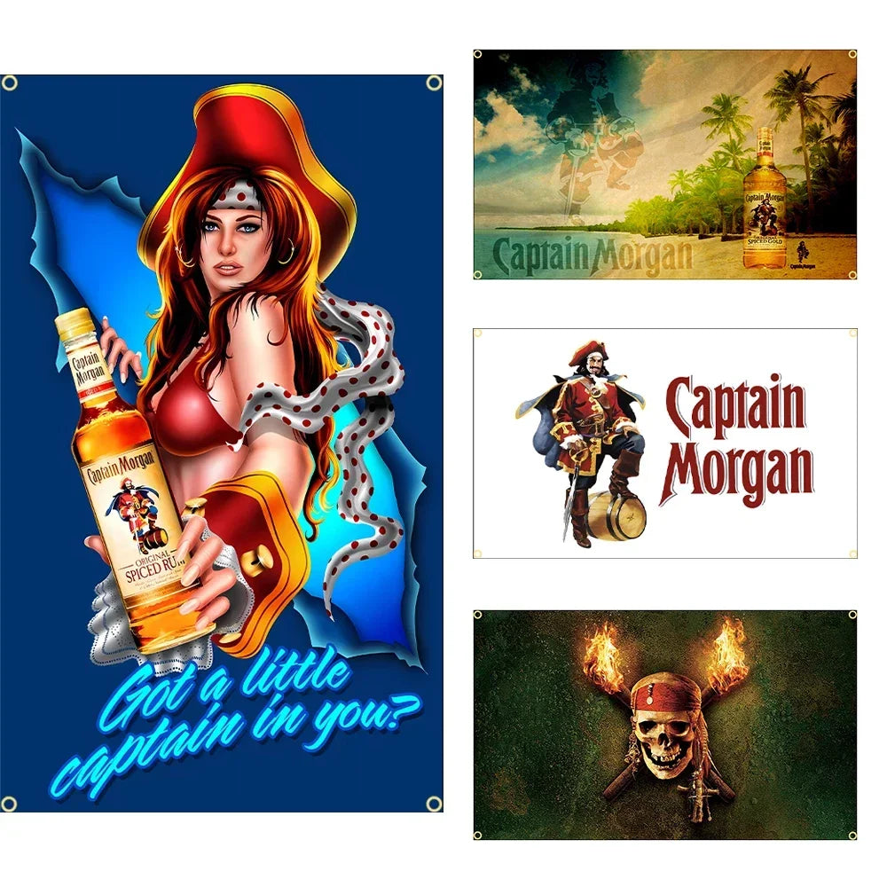 Captain Morgan Rum Flag 3x5 Ft - 90x150cm Printed Polyester Banner for Wall Decor, Parties, and Bars - Premium flag from Lizard Vigilante - Just $11.99! Shop now at Lizard Vigilante