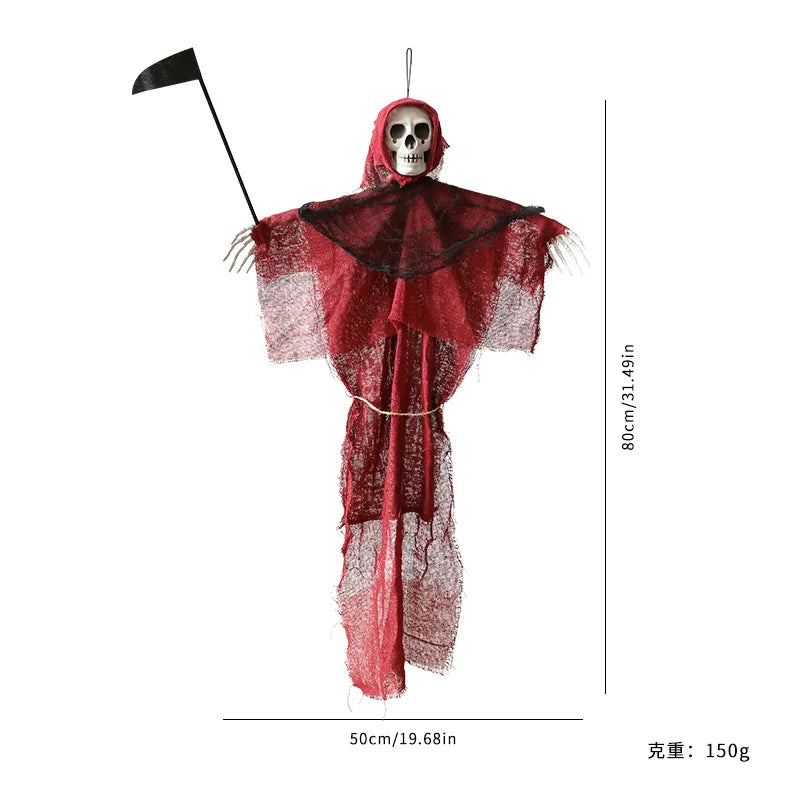 Halloween Gauze Skull Decor - Horror Grim Reaper, Headless Ghost & Red-Haired Ghost Ornaments for Haunted House Decoration