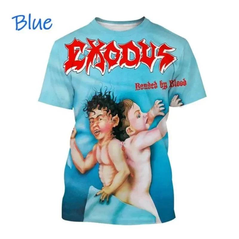 Metal Rock Exodus Band 3D Print O-Neck Tshirt Men Fashion Tees Casual Short Sleeve Oversized  Y2K Harajuku Unisex Clothing - Premium T-Shirt from Lizard Vigilante - Just $23.99! Shop now at Lizard Vigilante