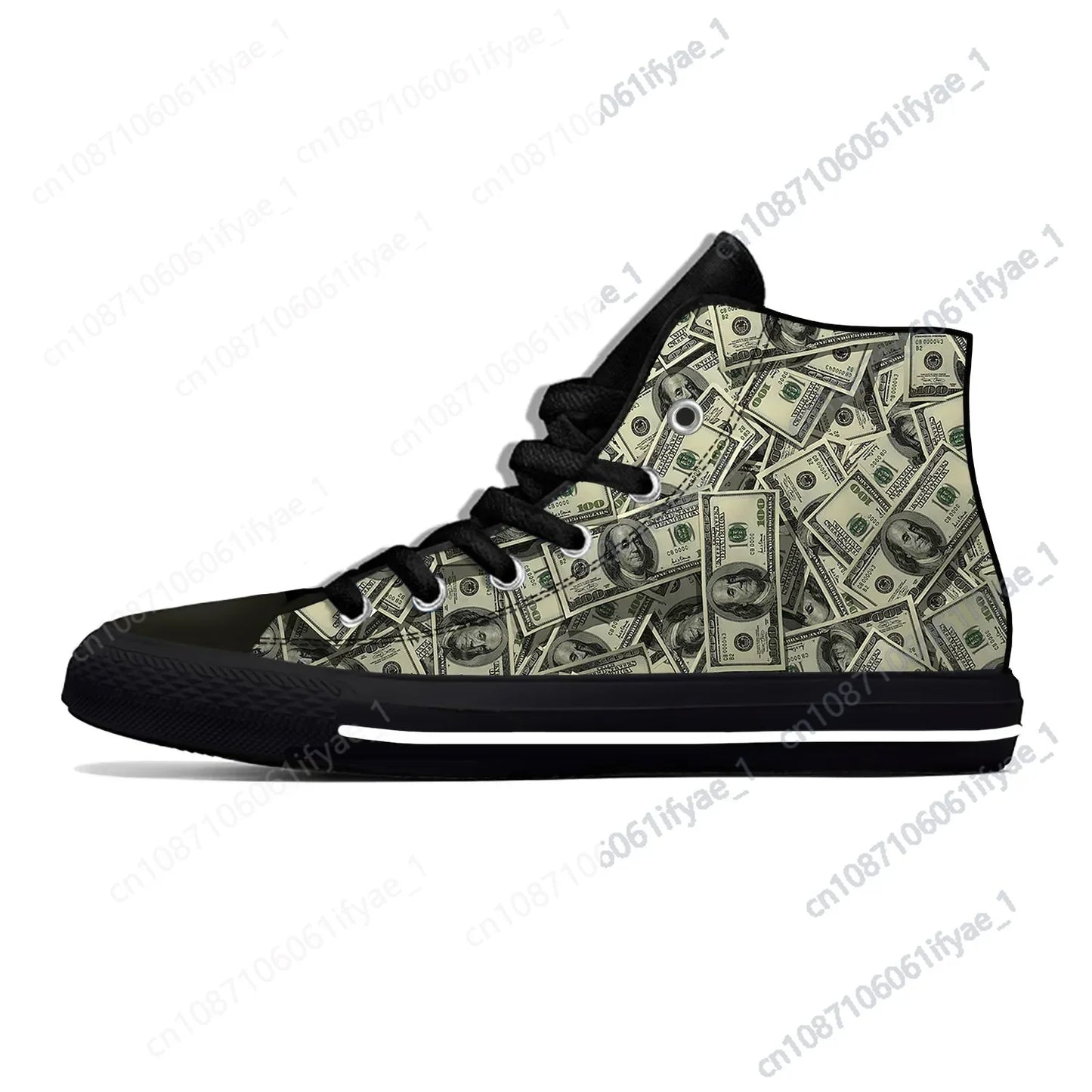 Dollar Bills Dollars Money Anime Cartoon Funny Latest Casual Shoes High Top Men Women Sneakers Classic Board Shoes - Premium high top shoes from Lizard Vigilante - Just $39.99! Shop now at Lizard Vigilante