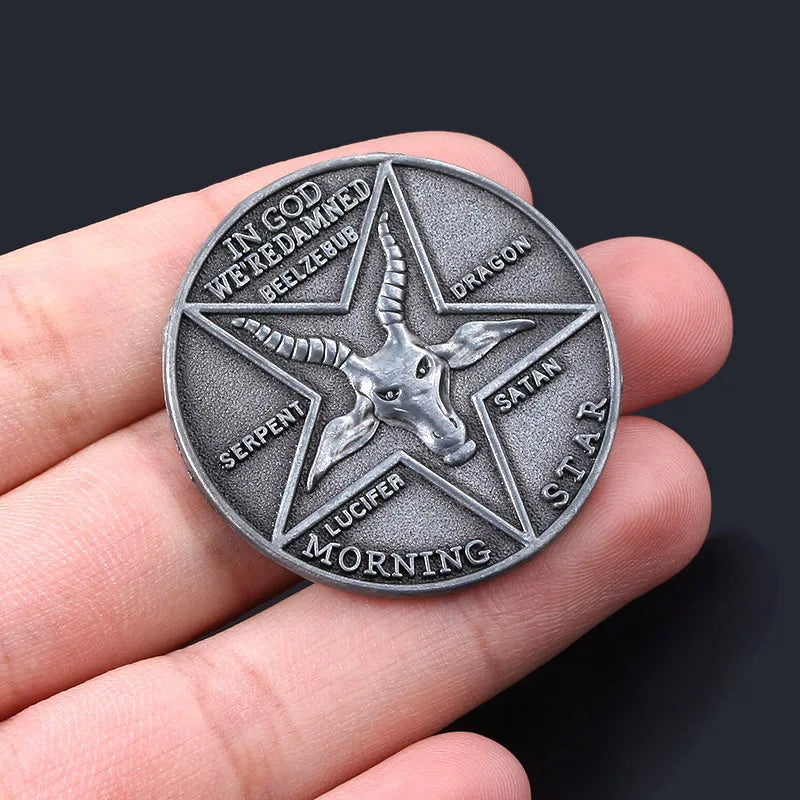 Lucifer Morningstar Commemorative Coin – Satanic Pentecost Cosplay Metal Badge for Halloween & TV Show Fans - Premium  from Lizard Vigilante - Just $16.66! Shop now at Lizard Vigilante