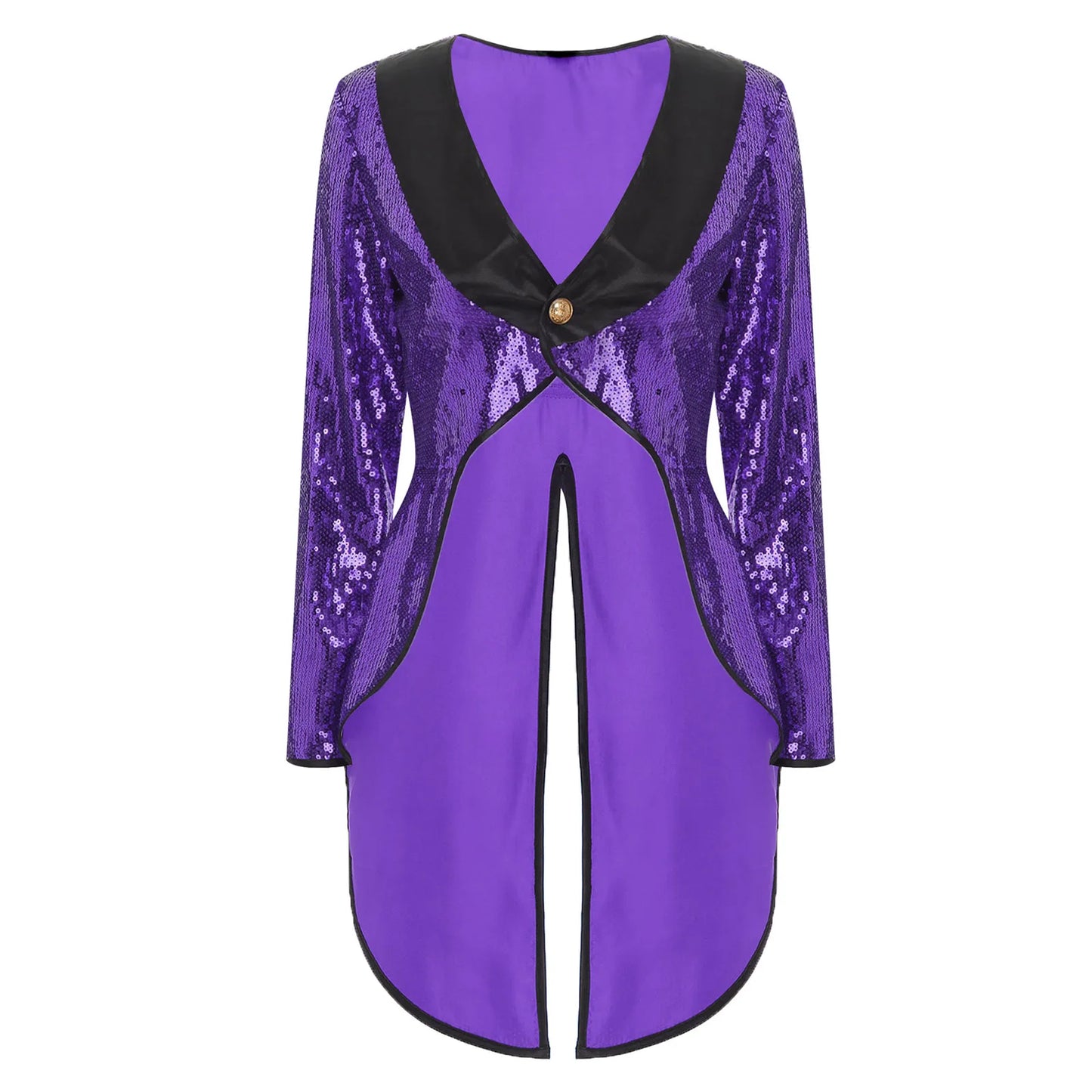 Womens Circus Ringmaster Cosplay Costume Halloween Theme Party Magician Stage Performance Clothes Shiny Sequin Tailcoat Jacket - Premium  from Lizard Vigilante - Just $37.99! Shop now at Lizard Vigilante