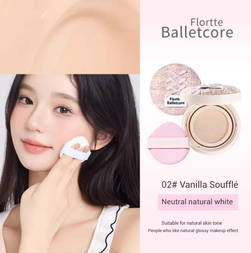 FLORTTE Air Cushion Concealer Coverage Moisturizing Long-Lasting Foundation Base Makeup Cream for Dry Skin Oil Control