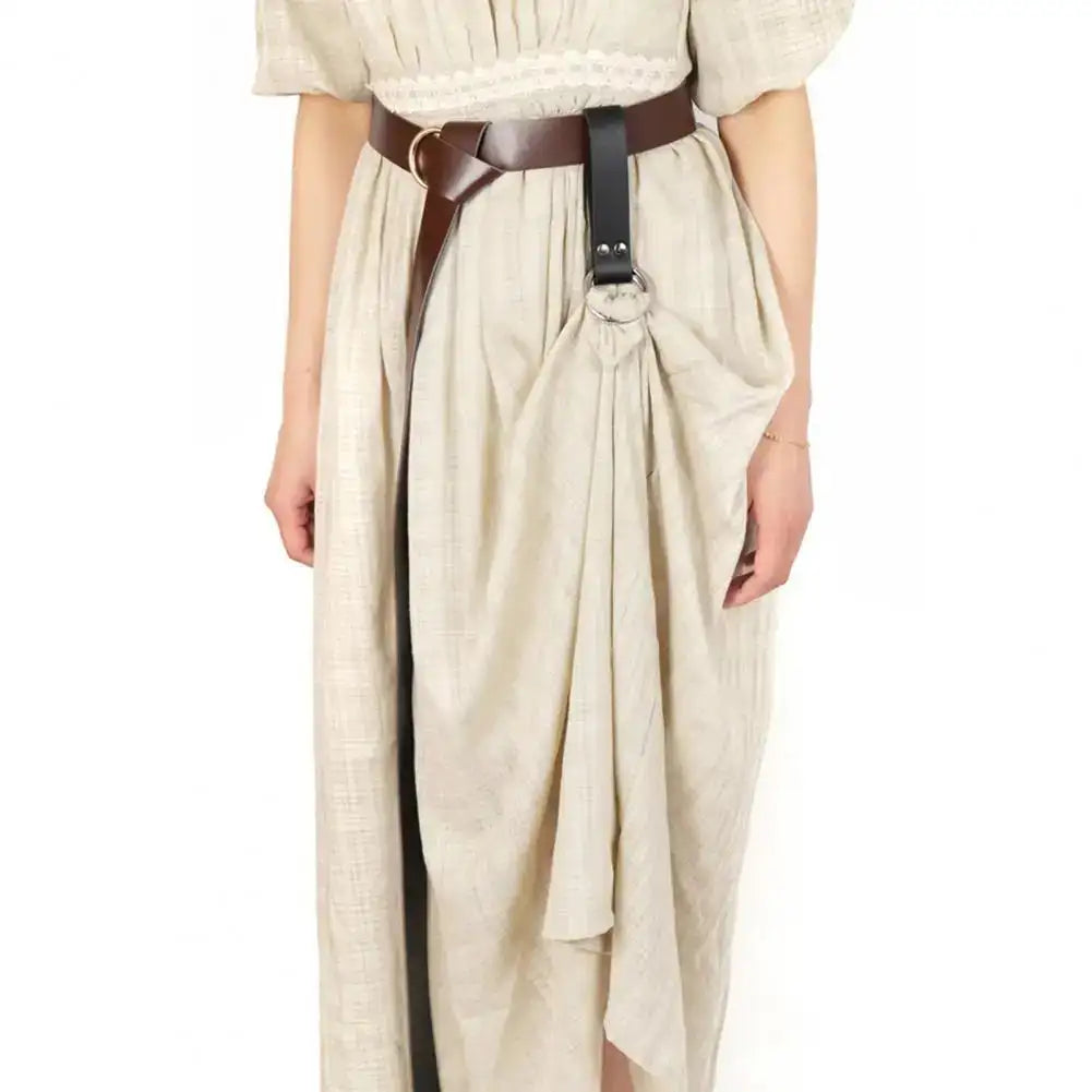 Skirt Hook Strap Medieval Belt Skirt Hikes Double Ring Faux Leather Loop Renaissance Accessory for Women's Long Dress Fixation