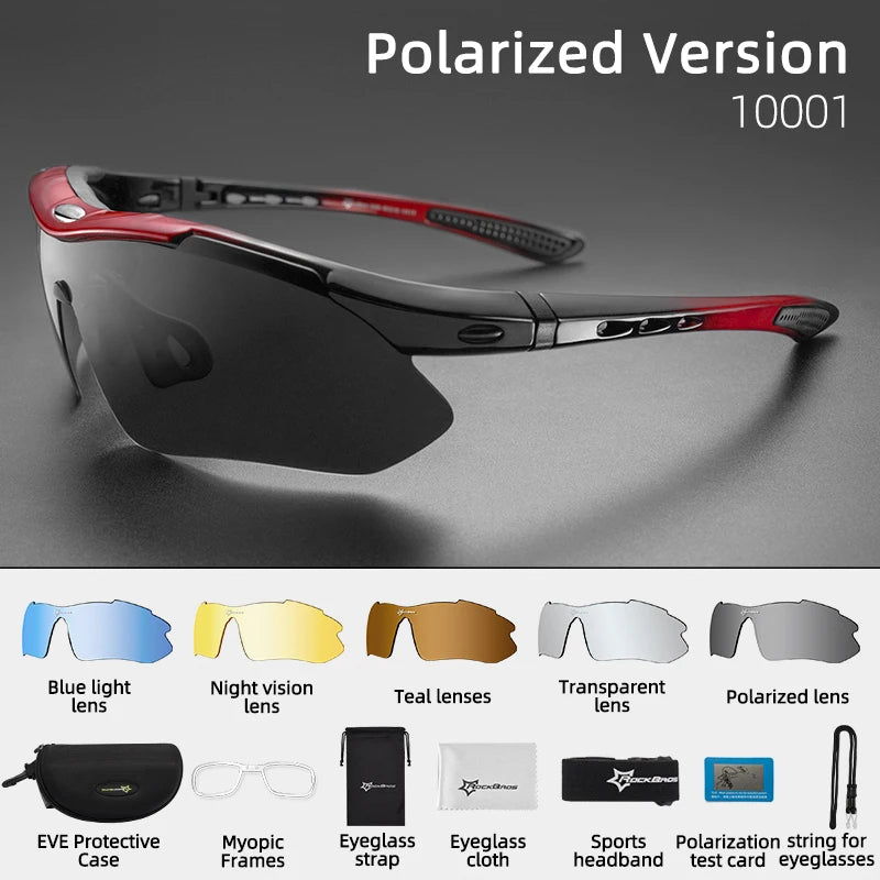 ROCKBROS Cycling Polarized SunGlasses MTB PC Goggles Bike Photochromic Outdoor Sports Sunglasses Eyewear 5/3 Lens Bicycle Accessory - Premium sunglasses from Lizard Vigilante - Just $42.99! Shop now at Lizard Vigilante