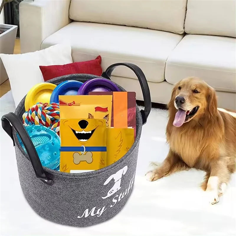 1/3/5PCS Dog Toy Storage Box Felt Pet Supply Storage Basket Accessories Box Clothes Sundries Organizer Basket Home Tools