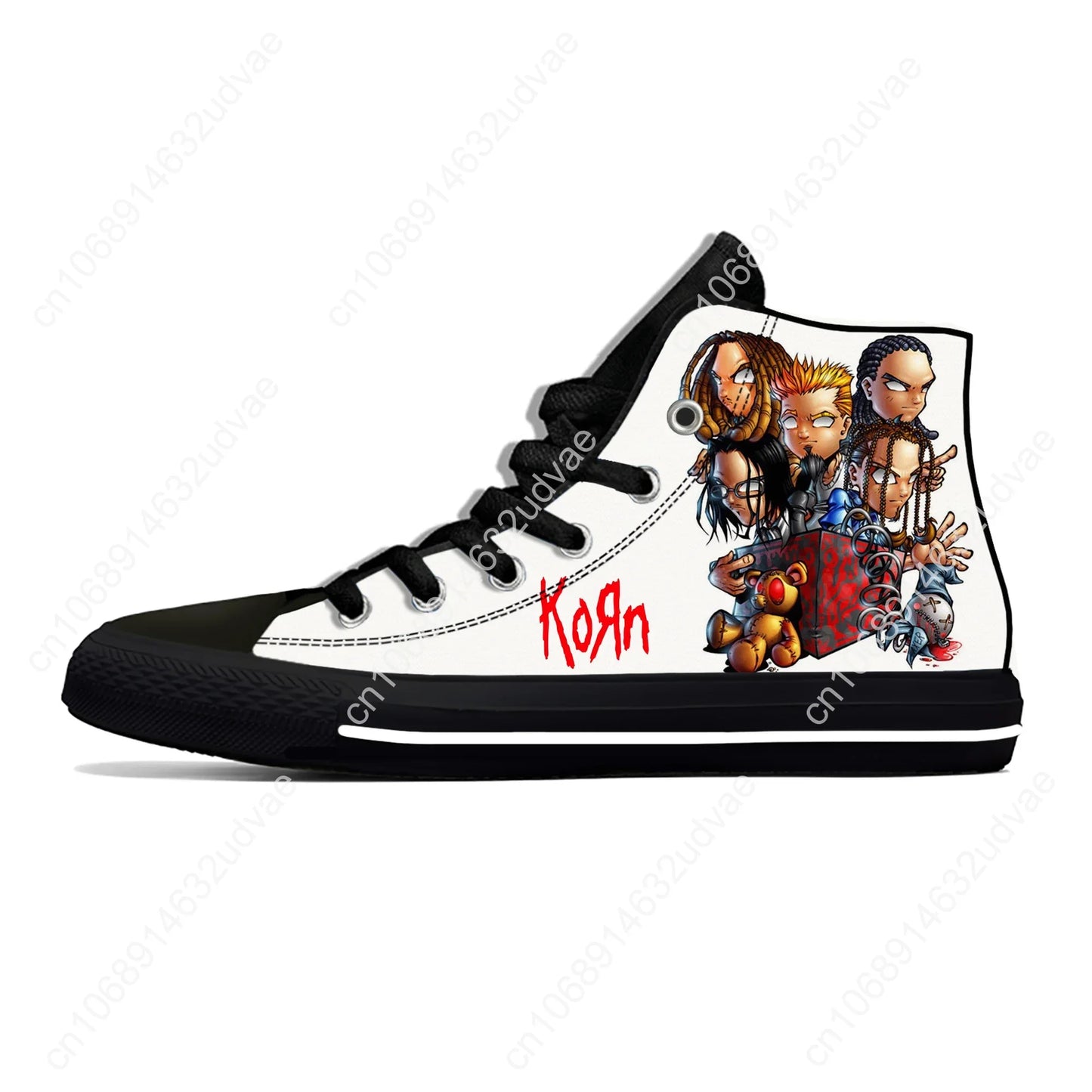 Korn Rock Band High-Top Sneakers – 3D Printed Lightweight Canvas Shoes - Premium shoe from Lizard Vigilante - Just $43.88! Shop now at Lizard Vigilante