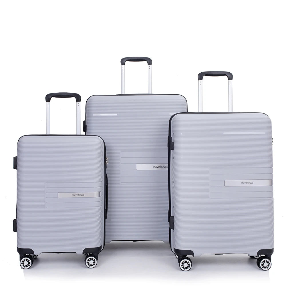 Travelhouse Hardshell Suitcase PP Luggage Sets Lightweight Durable Suitcase with TSA Lock,3-Piece Set (20/24/28) - Premium  from Lizard Vigilante - Just $180.99! Shop now at Lizard Vigilante