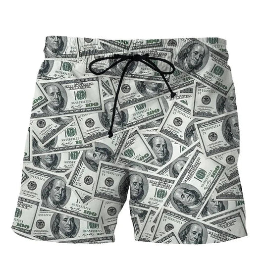 Men's Money Fashion Shorts 3d Dollar Bills Raining Clothing Boys Kids Casual Hawaiian Vacation Shorts Male Vintage Beach Shorts - Lizard Vigilante