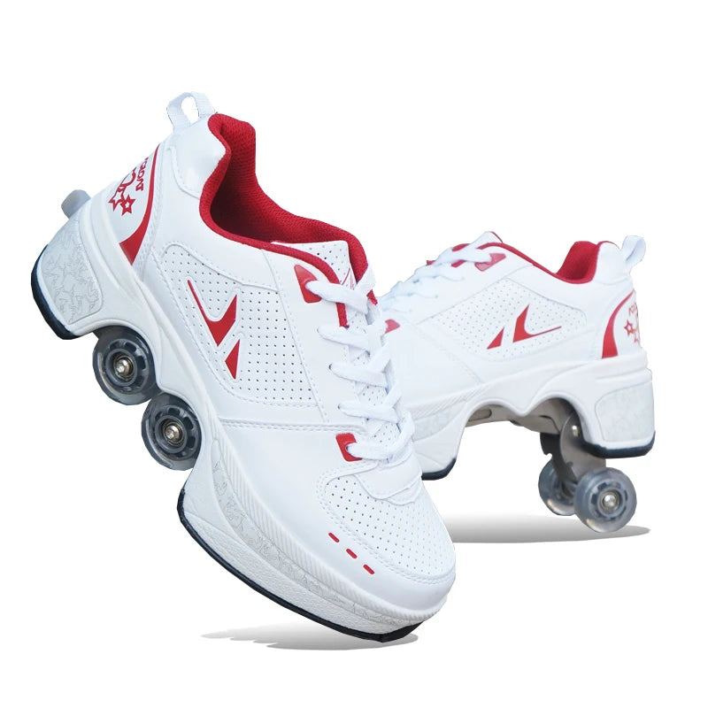 Kids Four-Wheel Roller Skate Shoes Casual Deformation Parkour Sneakers Skates Adult Stage personalized Sport Roller Skate Shoes - Premium  from Lizard Vigilante - Just $128.99! Shop now at Lizard Vigilante