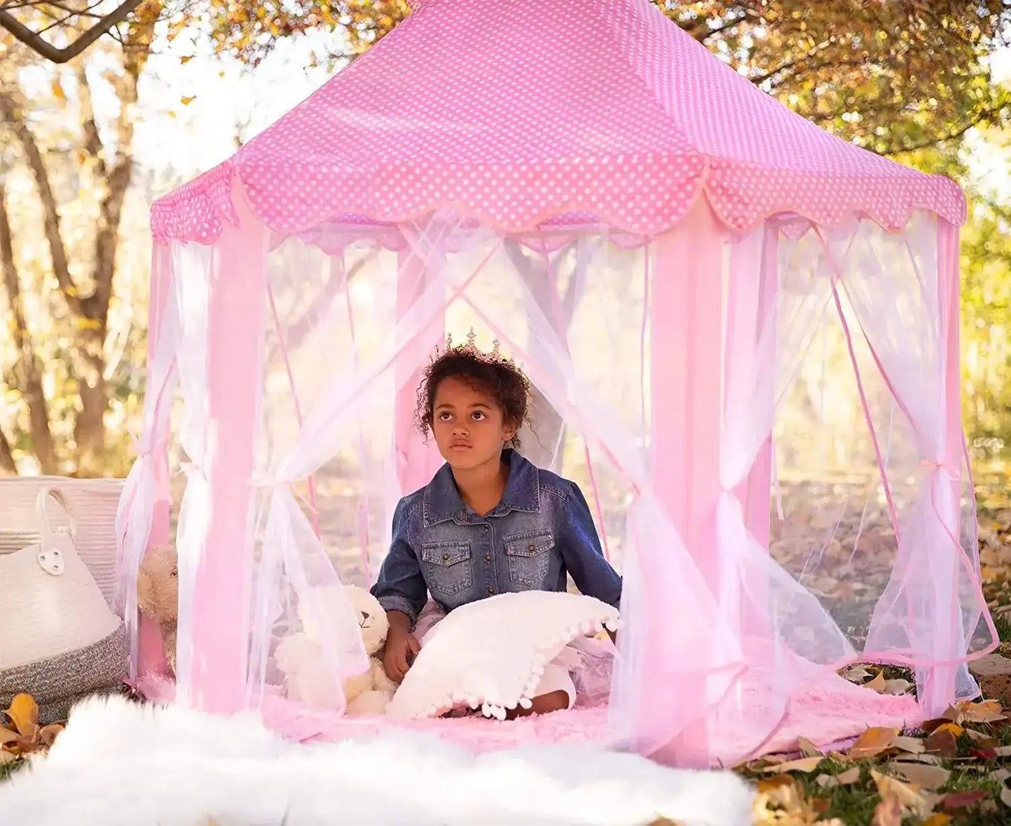 Portable Kids Toy Tipi Tent Princess Pink Girl Castle Play House Children Small House Folding Playtent Party Castle Child Room
