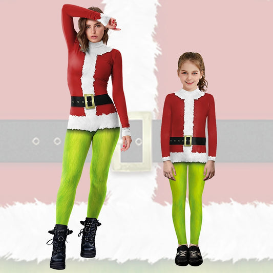 Matching Santa Claus Cosplay Costume Set – Christmas Gift Jumpsuit for Adults and Children - Premium Cosplay Costumes from Lizard Vigilante - Just $23.88! Shop now at Lizard Vigilante