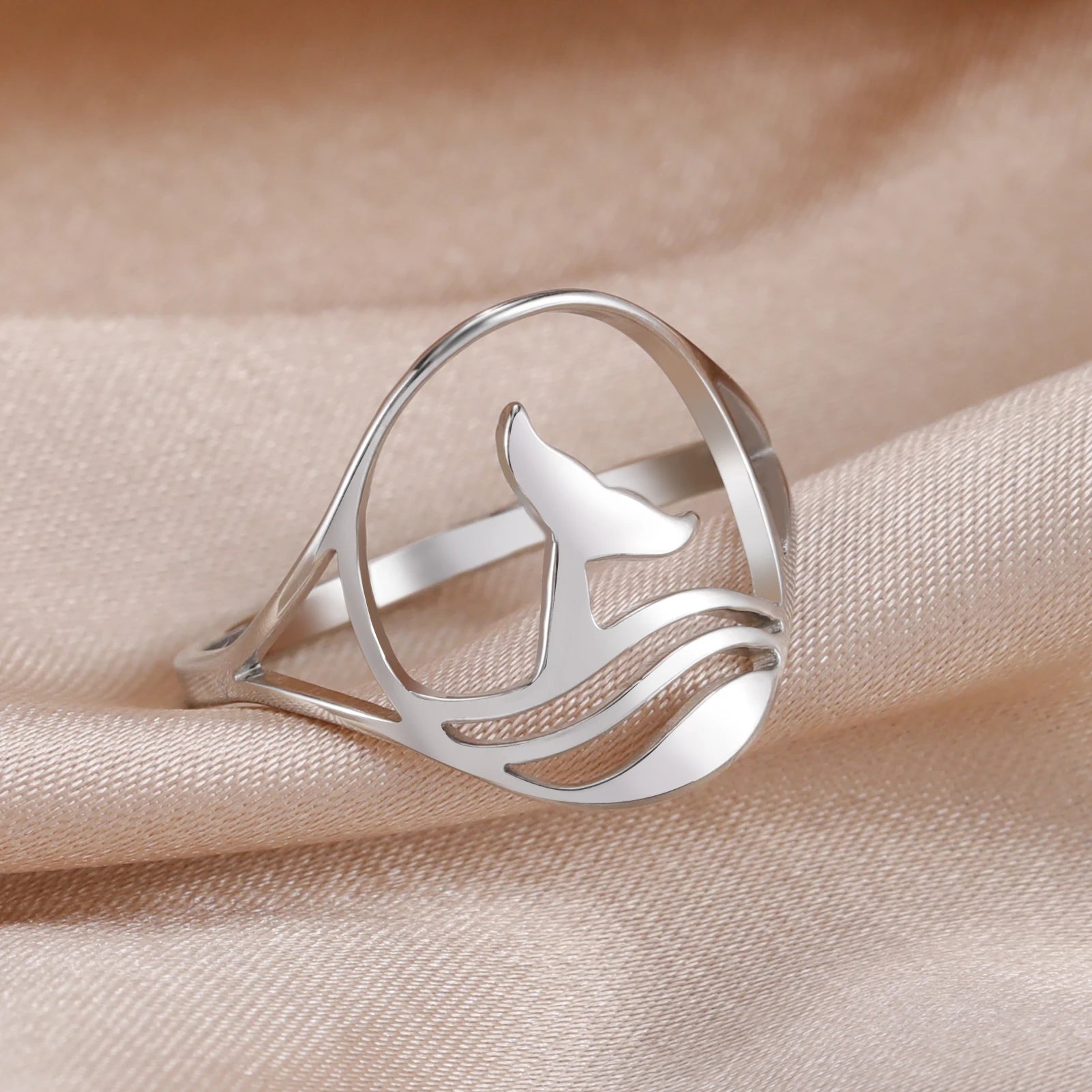 Trendy Stainless Steel Whale Tail Ring – Unisex Animal Fishtail Jewelry - Premium ring from Lizard Vigilante - Just $32.88! Shop now at Lizard Vigilante