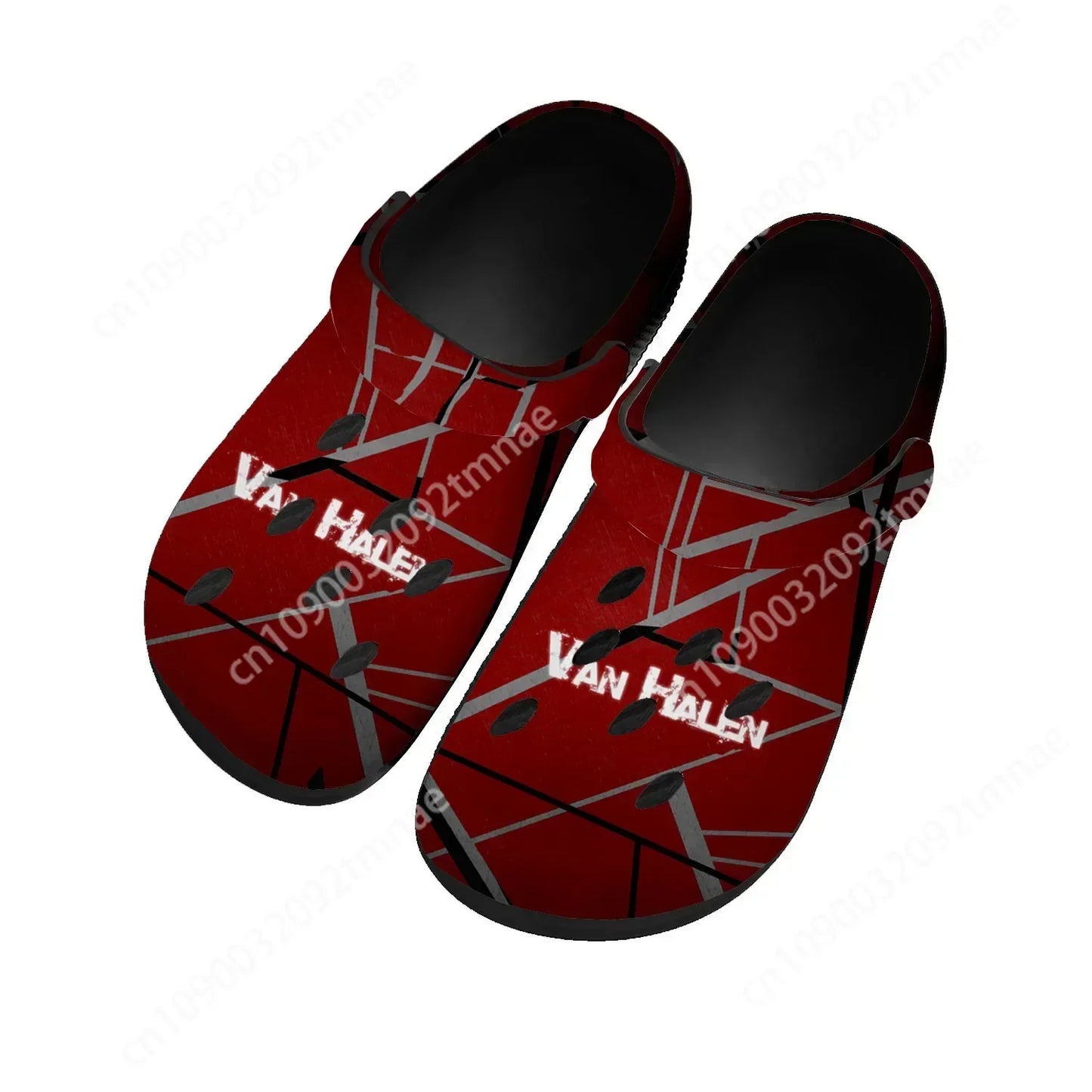 Van Halen 5150 Stripe Rock Band Custom Beach Clogs – Breathable Water Shoes for Men, Women & Teens - Premium clogs from Lizard Vigilante - Just $38.88! Shop now at Lizard Vigilante