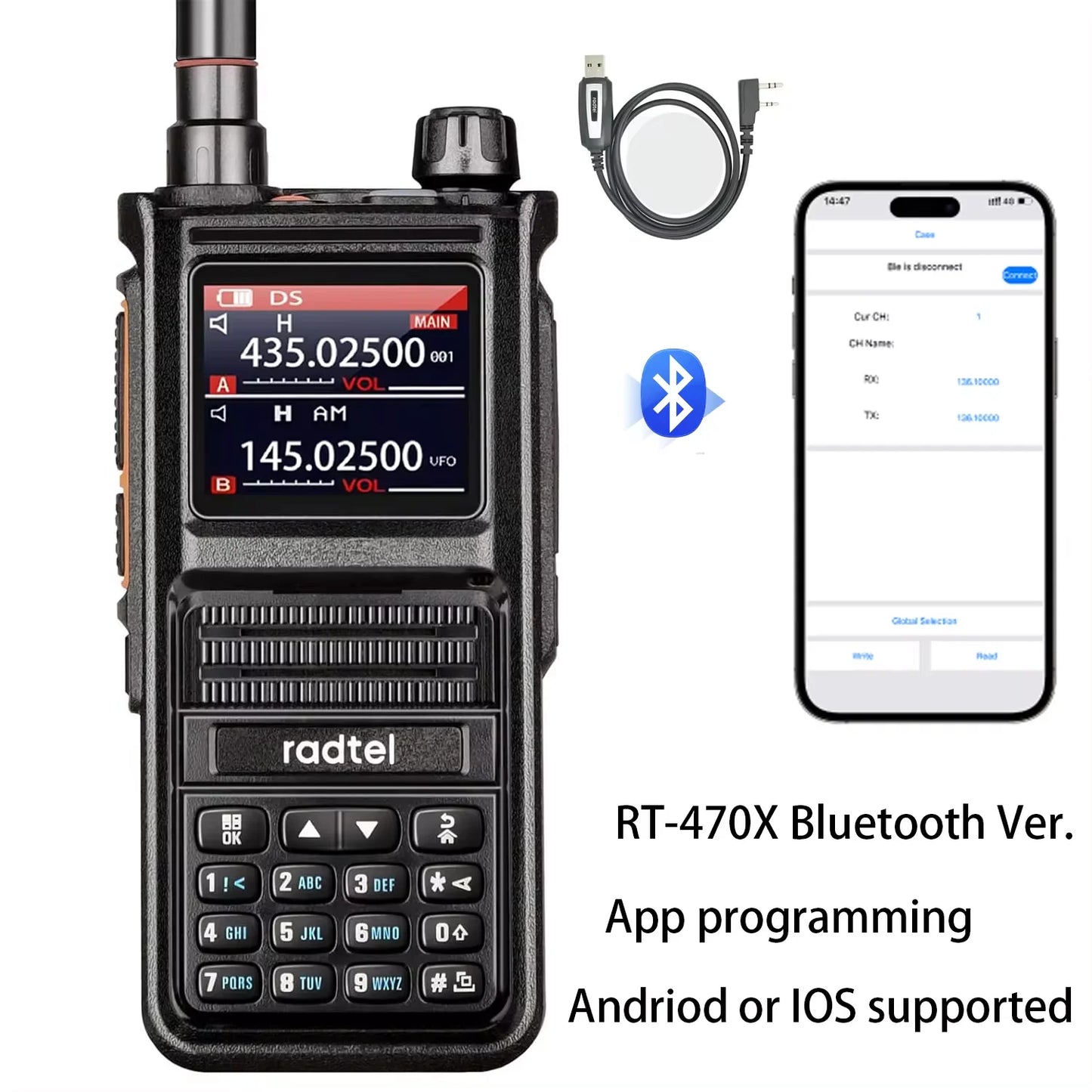 Radtel RT-470X Plus Bluetooth Ham Walkie-Talkie: Powerful Two-Way Radio - Premium walkie talkies from Lizard Vigilante - Just $36.88! Shop now at Lizard Vigilante