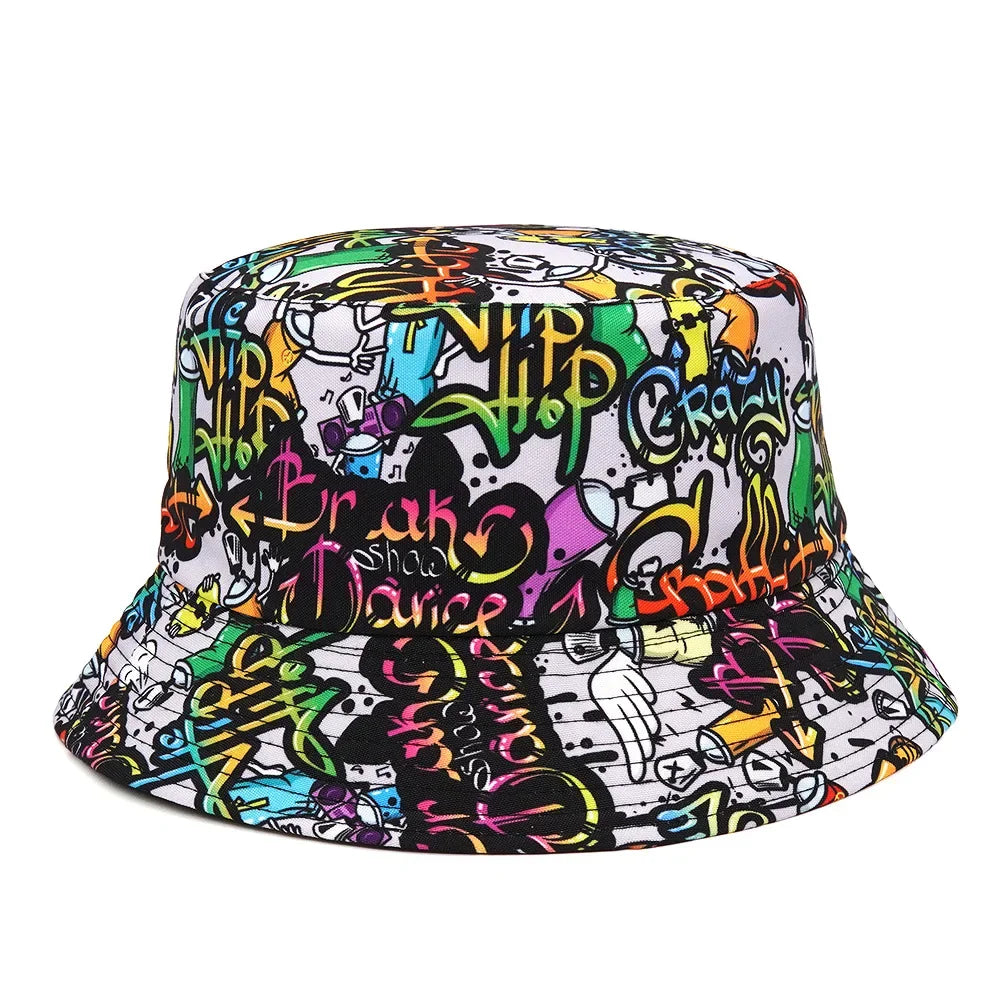 Summer Sun Protection Bucket Hat for Men Women Panama Cap Print Hip Hop Gorros Fishing Fisherman Hat Double Side Wear Fashion - Premium T-Shirts from Lizard Vigilante - Just $7.99! Shop now at Lizard Vigilante