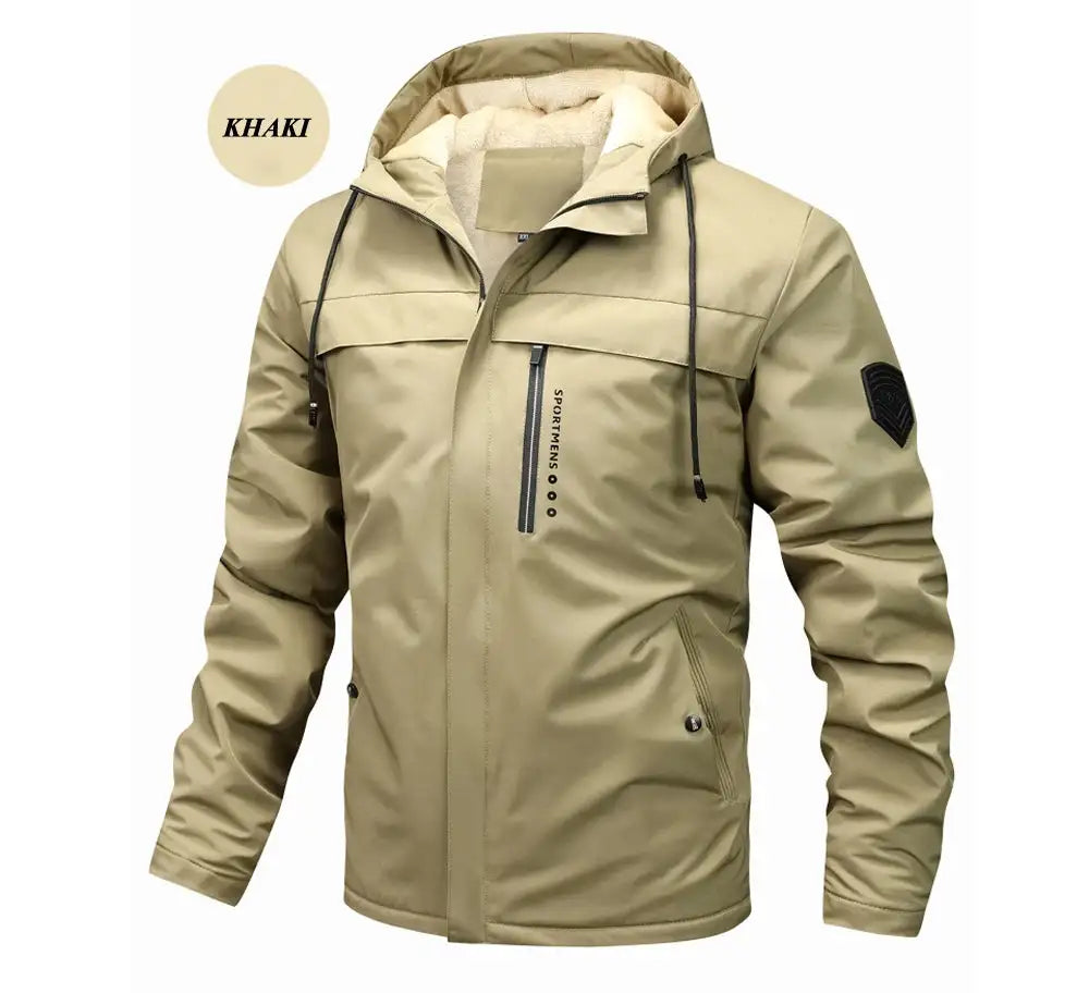 Winter Men's Warm Padded Jackets Fashion Men Fleece Lined Thermal Hooded Coats Men Mountain Ski Windbreaker Jackets Clothing