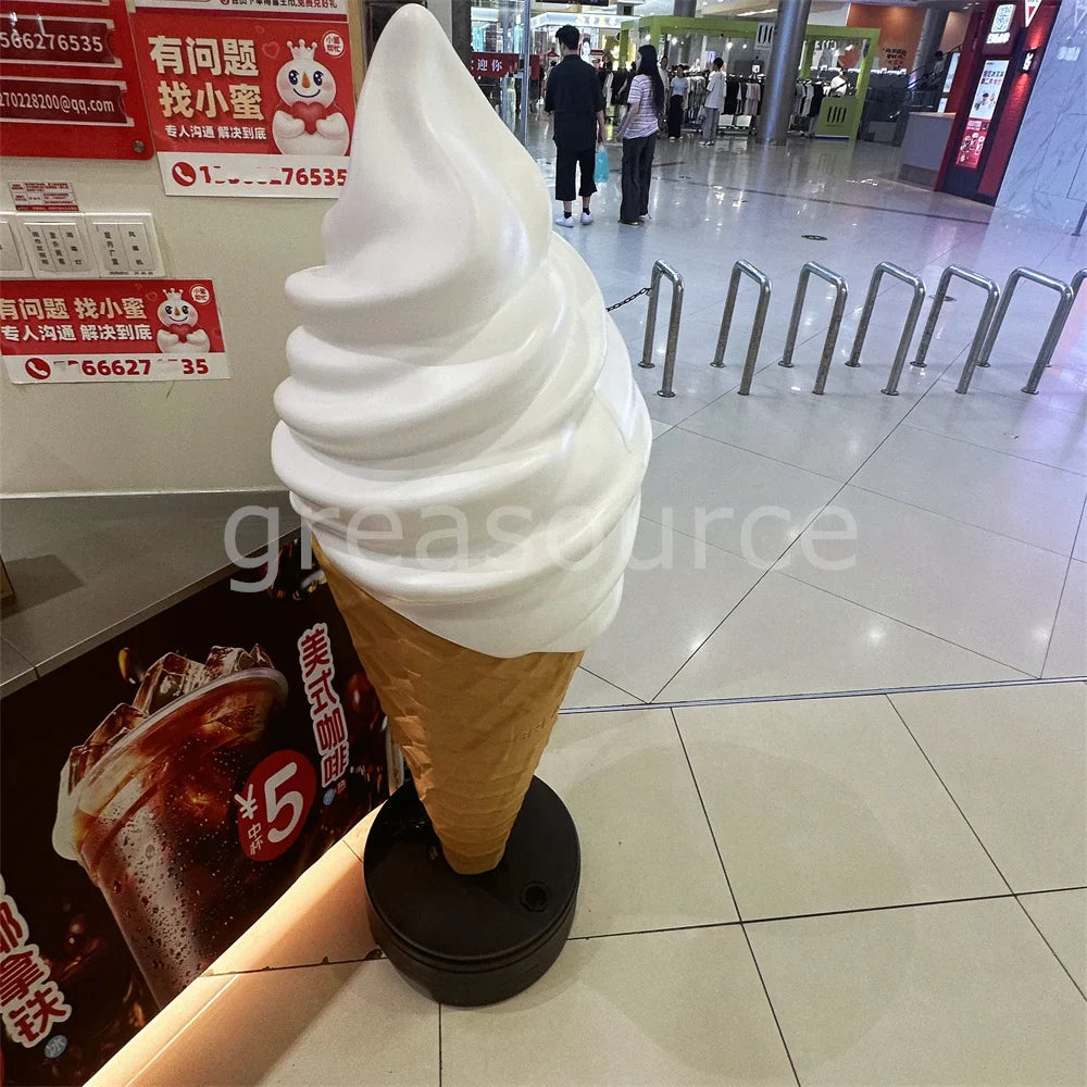 150cm Sculpture Soft Serve Ice Cream Shape Cone Tall Model Display Big Lamp Box Attact Attention Eye Simulation Show Shop Sweet