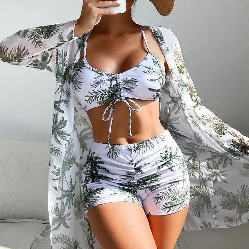 Summer Print Swimsuits Tankini Sets Female Swimwear Push Up For Beach Wear Three-Piece Bathing Suits Pool Women's Swimming Suit - Lizard Vigilante