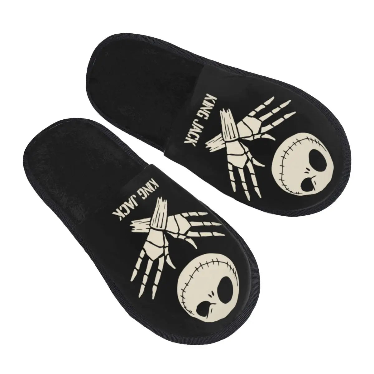 Jack Skellington Memory Foam Slippers – Warm & Fluffy Indoor/Outdoor Halloween Nightmare Shoes - Premium slippers from Lizard Vigilante - Just $23.88! Shop now at Lizard Vigilante