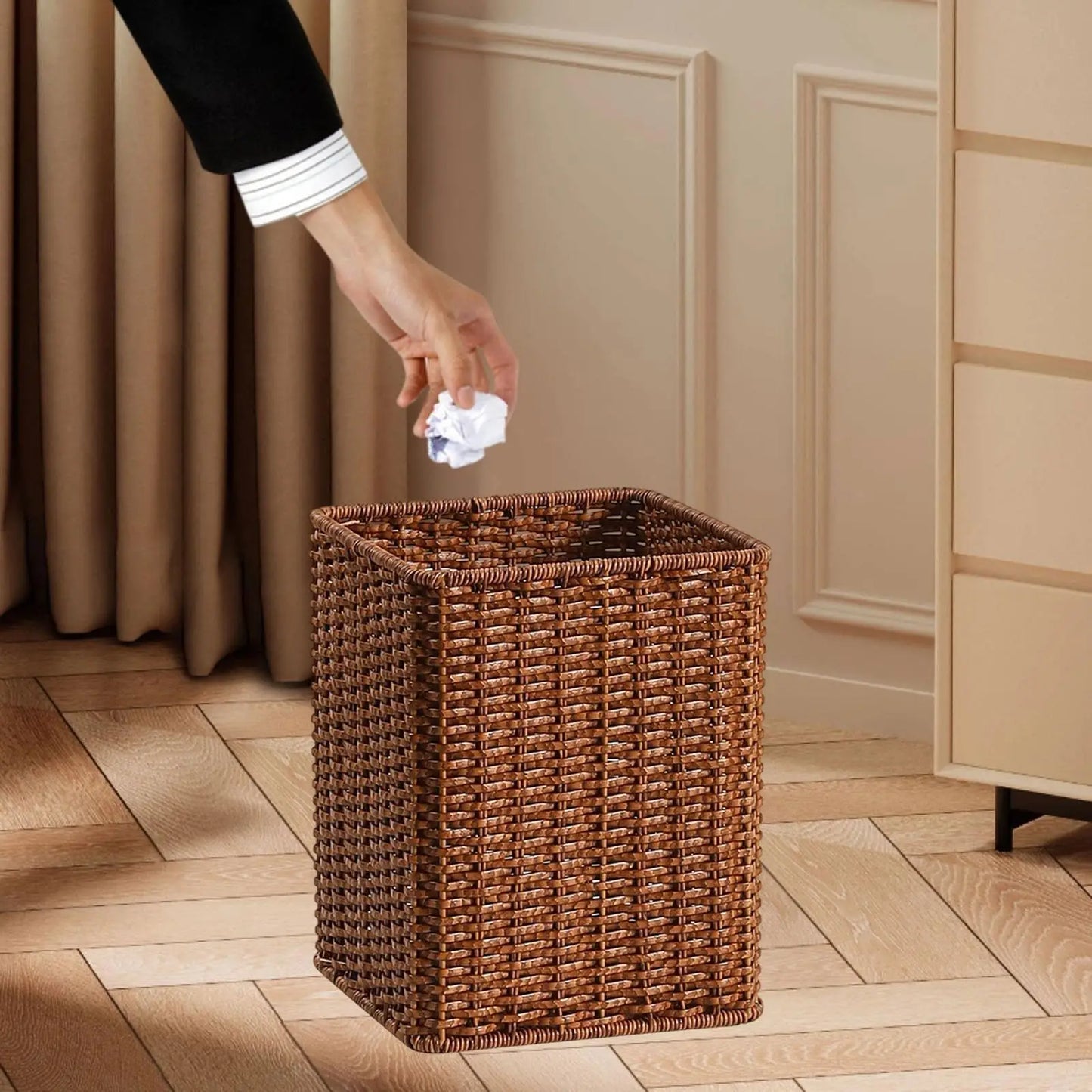 Trash Can Open Top Garbage Can Recycling Bin Dustbin Space Saving Wastebasket Waste Basket for Laundry Office Home Bathroom