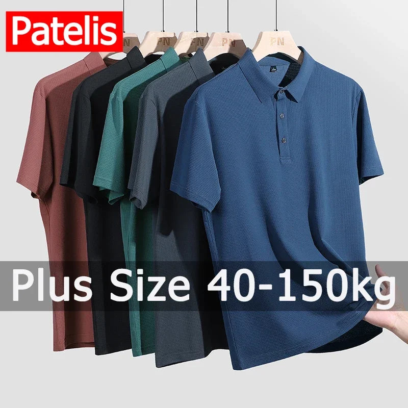 Pack of 1 or 2 Summer Premium Polo Shirts Men Plus Size 45-150kg 99lb-330lb Short Sleeve T Shirt Plain Casual Loose Oversized Tops Men Clothing M-9XL - Lizard Vigilante