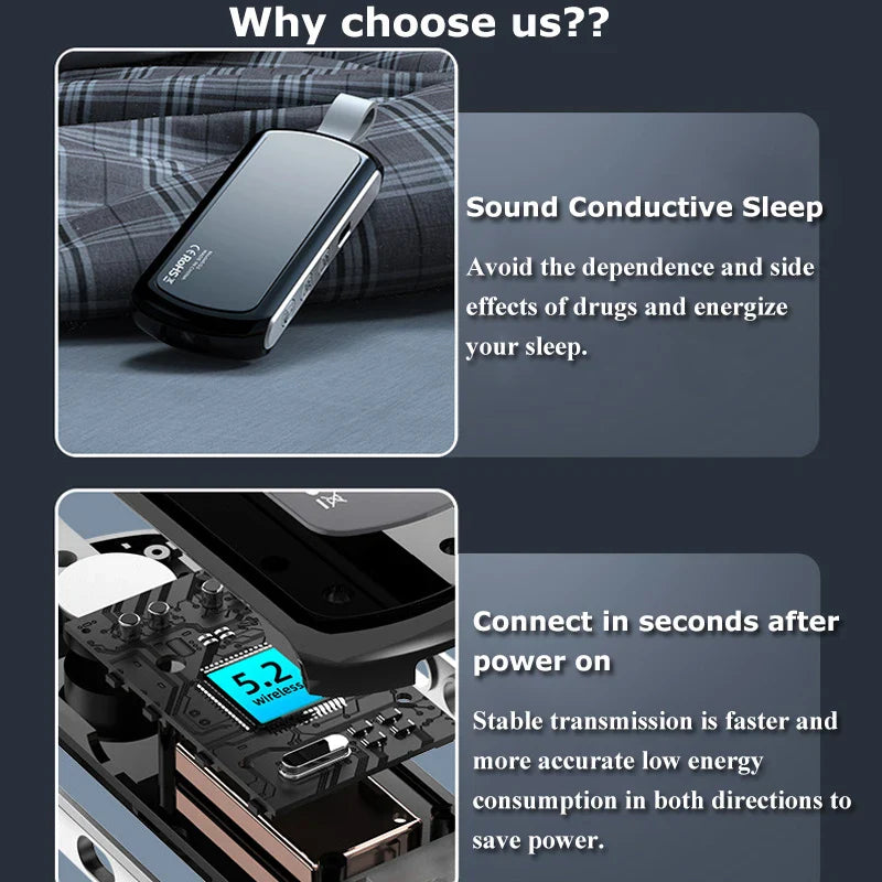 Bluetooth 5.2 Bone Conduction Speaker Under Pillow Noise Reduction Speaker Stereo Music Player with Flashlight Sleep Aid
