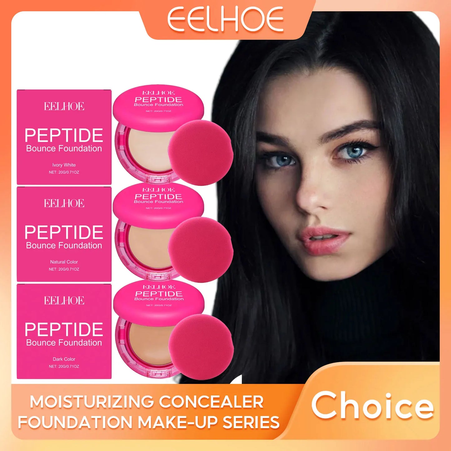 EELHOE Flawless Foundation Cream Waterproof Glow Skin Oil Control Full Coverage Makeup Cosmetics Brightening Face Foundation 20g