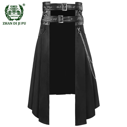 Men's Leather Skirt Gothic Spring and Autumn New Rock Non-Mainstream Punk Style Casual Large Size Half Skirt Men Clothing Pants - Premium men's skirt from Lizard Vigilante - Just $57.99! Shop now at Lizard Vigilante
